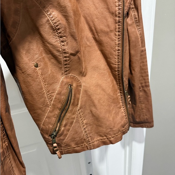 Brown Faux Leather Jacket - Picture 3 of 5